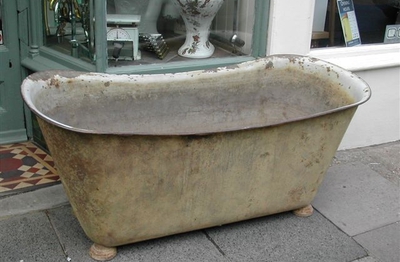Early French Bateau Bath (Napolean III) C.1860 with Bun Feet