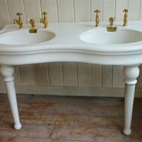 "Serpentine-Fronted'' French Double Basin by J.Delafon, Paris C.1900. Original glaze in good condition