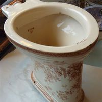 Brown/Red Transfer "ZONE" Victorian WC by Twyford C.1880. London outlet.