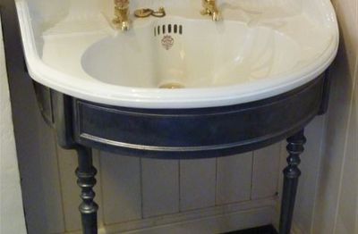 J Bolding Basin on Cast Iron Stand with Lever Taps C.1880
