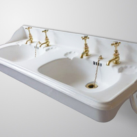 Enamelled Cast Iron Double Basin with Brackets By J.Bolding, London C.1910