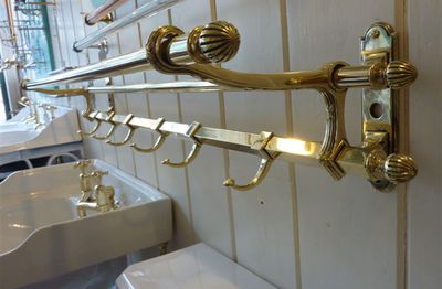 French Coat, Hat and Bag Rack in Polished Brass C1890