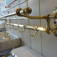 French Coat, Hat and Bag Rack in Polished Brass C1890