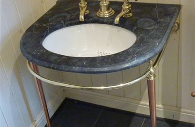 John Bolding Black Marble Basin with Brass Stand C.1910