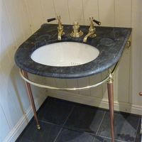 John Bolding Black Marble Basin with Brass Stand C.1910