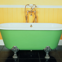 French Double-Ended Bath with Mixer Tap on Standpipes c.1880
