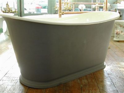 French Double-Ended Bateau Bath with Central Waste c.1880