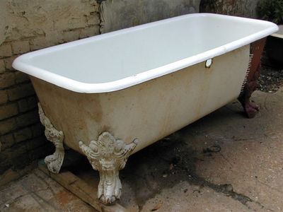 French Double-Ended 'Roman' Bath with Central Waste/Overflow and Devil Head Feet c.1870